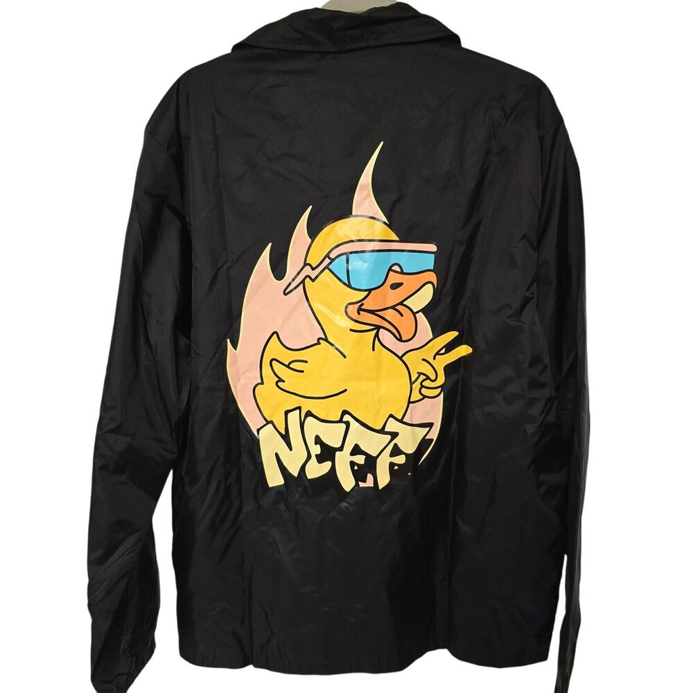 NEFF Fresh Ducky Mens Large L Black Coaches Windbreaker Duck Jacket NWT NEW